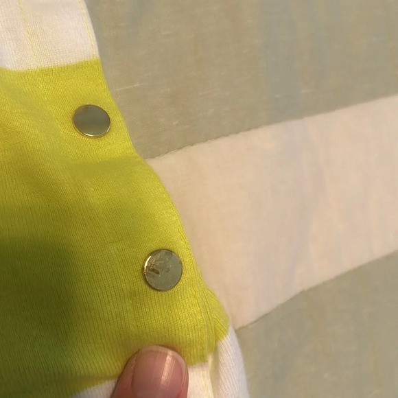 Ann Taylor, tank top, blue and green block striped with gold buttons size M - Picture 4 of 9